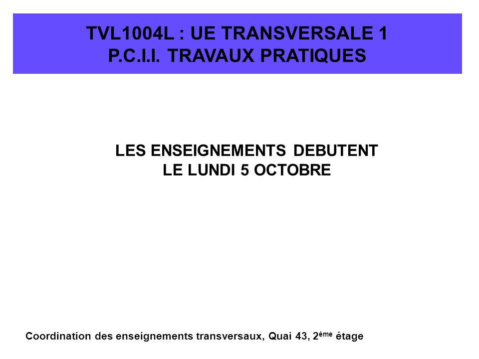 TVL1004L : UE TRANSVERSALE 1 P.C.I.I.