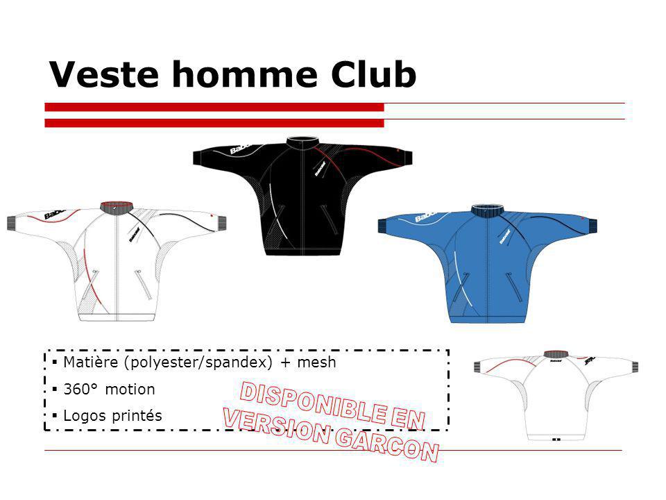 Veste homme Club Matière (polyester/spandex) + mesh 360° motion Logos printés