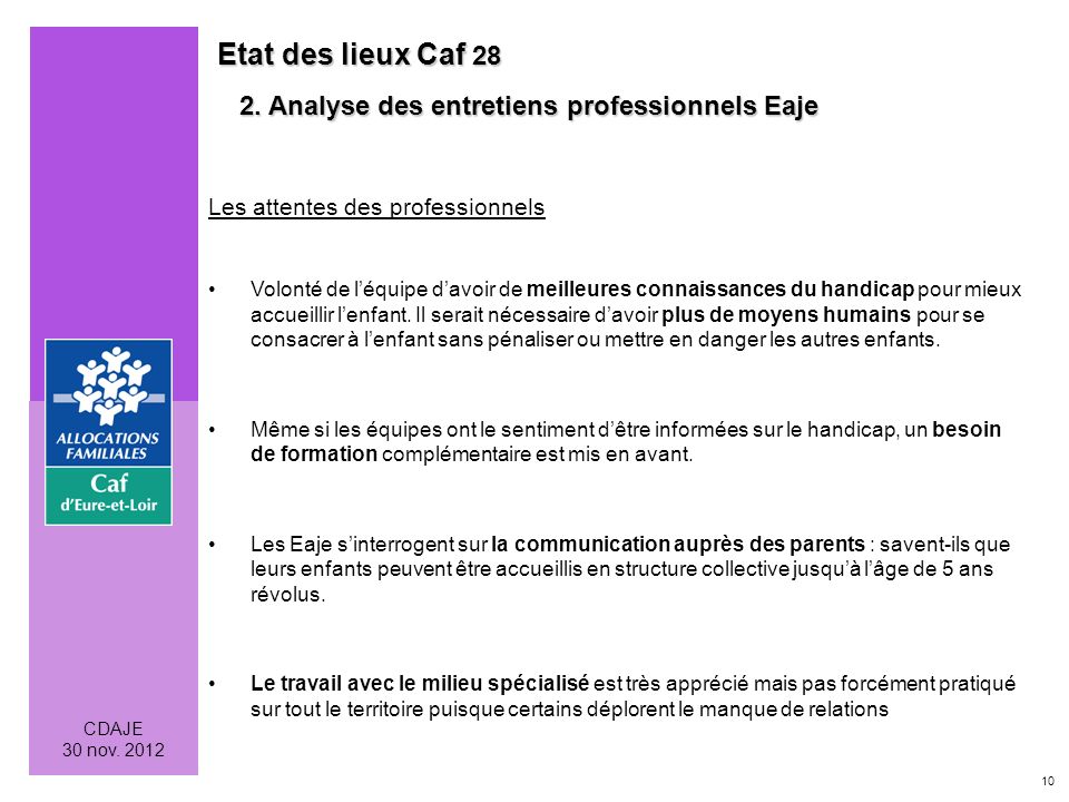 10 CDAJE 30 nov Etat des lieux Caf Analyse des entretiens professionnels Eaje 2.