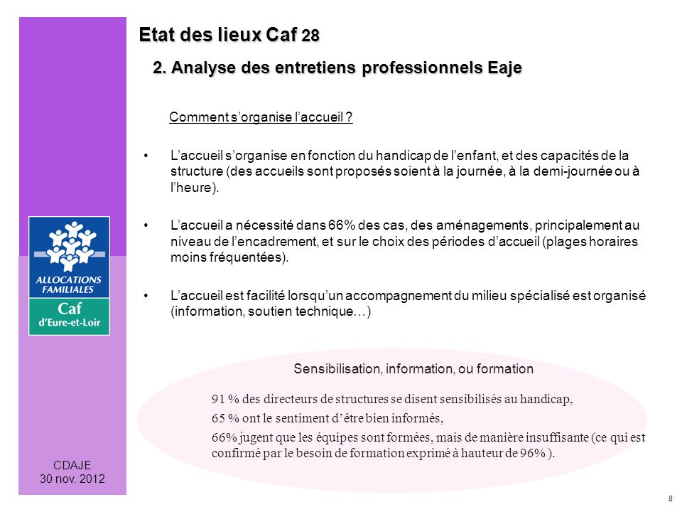8 CDAJE 30 nov Etat des lieux Caf Analyse des entretiens professionnels Eaje 2.
