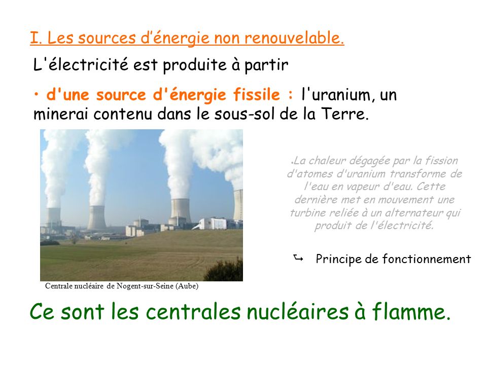 Ce sont les centrales nucléaires à flamme.
