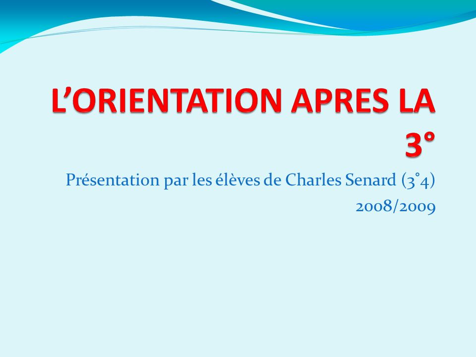 Présentation par les élèves de Charles Senard (3°4) 2008/2009