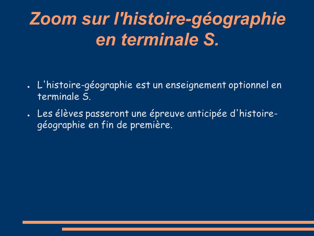 Zoom sur l histoire-géographie en terminale S.