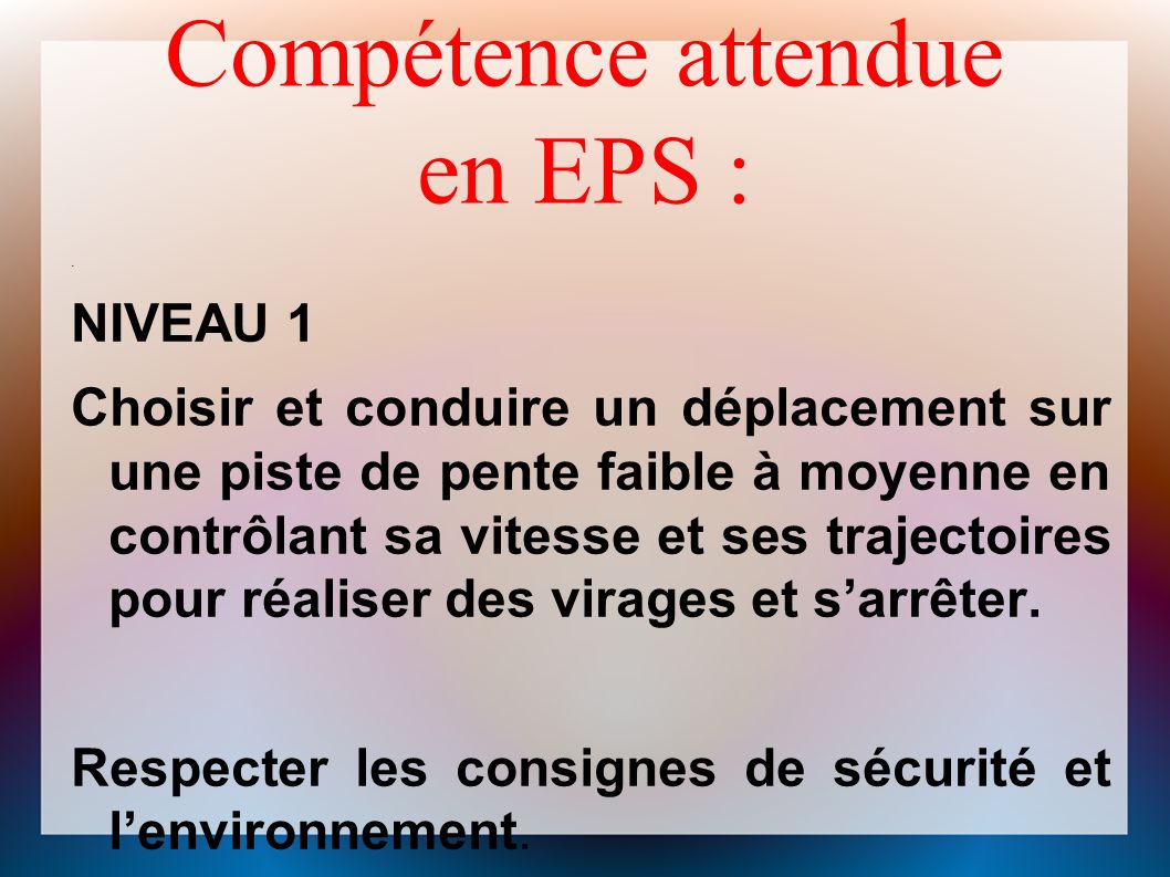 Compétence attendue en EPS :.