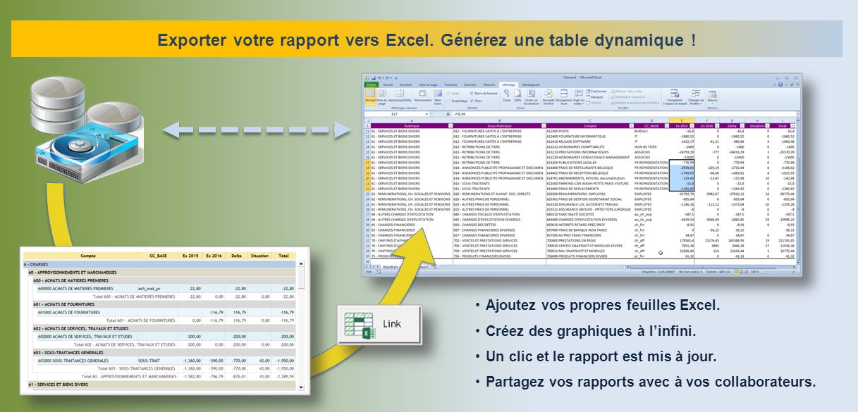 Exporter votre rapport vers Excel. Générez une table dynamique .