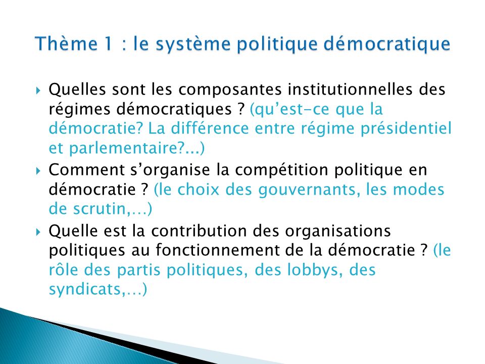  Quelles sont les composantes institutionnelles des régimes démocratiques .