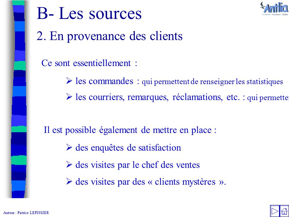 Auteur : Patrice LEPISSIER B- Les sources 2.