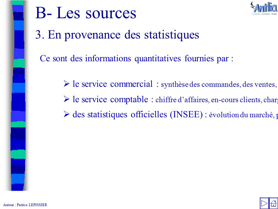 Auteur : Patrice LEPISSIER B- Les sources 3.