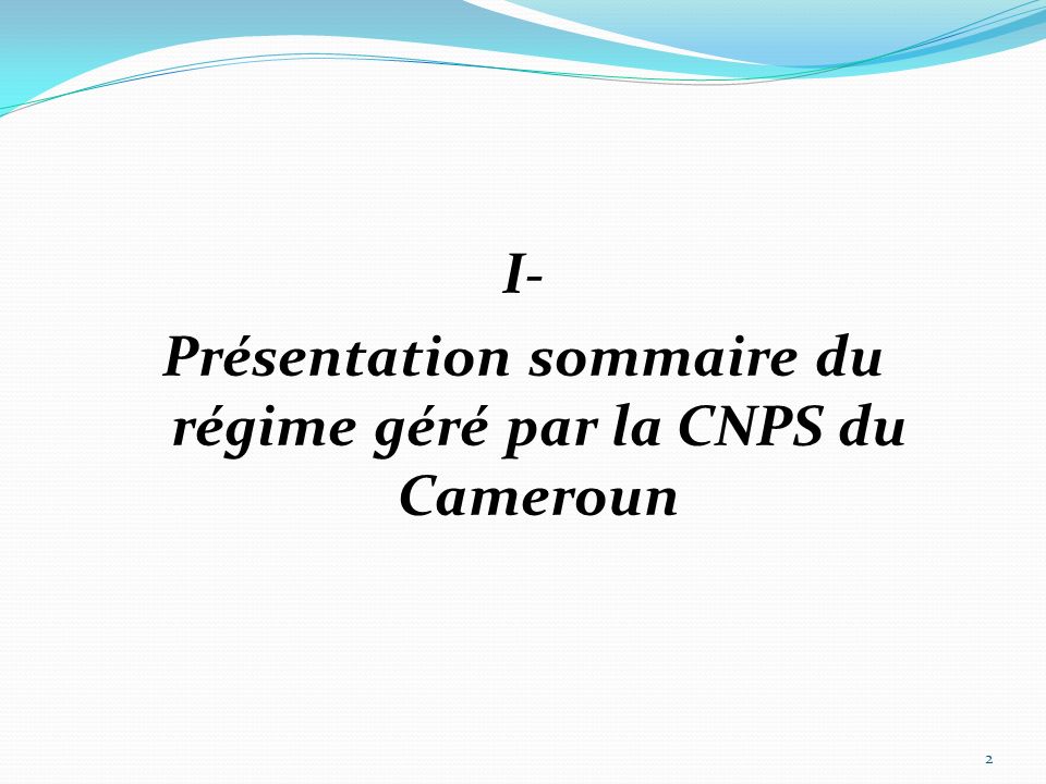 I- Présentation sommaire du régime géré par la CNPS du Cameroun 2