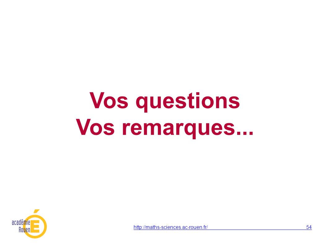 54 Vos questions Vos remarques...