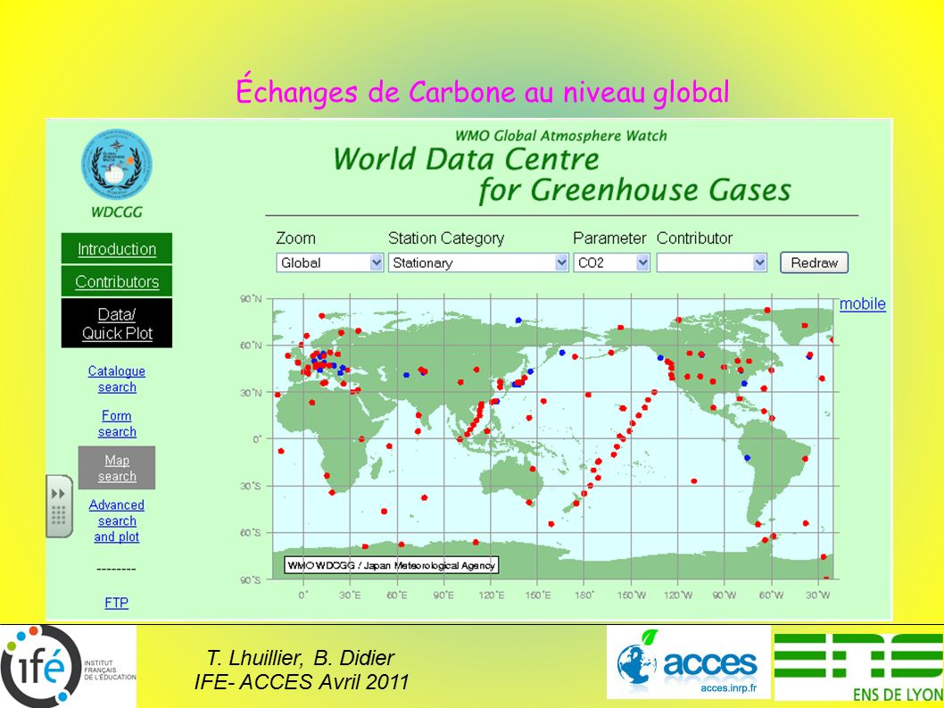 T. Lhuillier, B. Didier IFE- ACCES Avril 2011 Échanges de Carbone au niveau global
