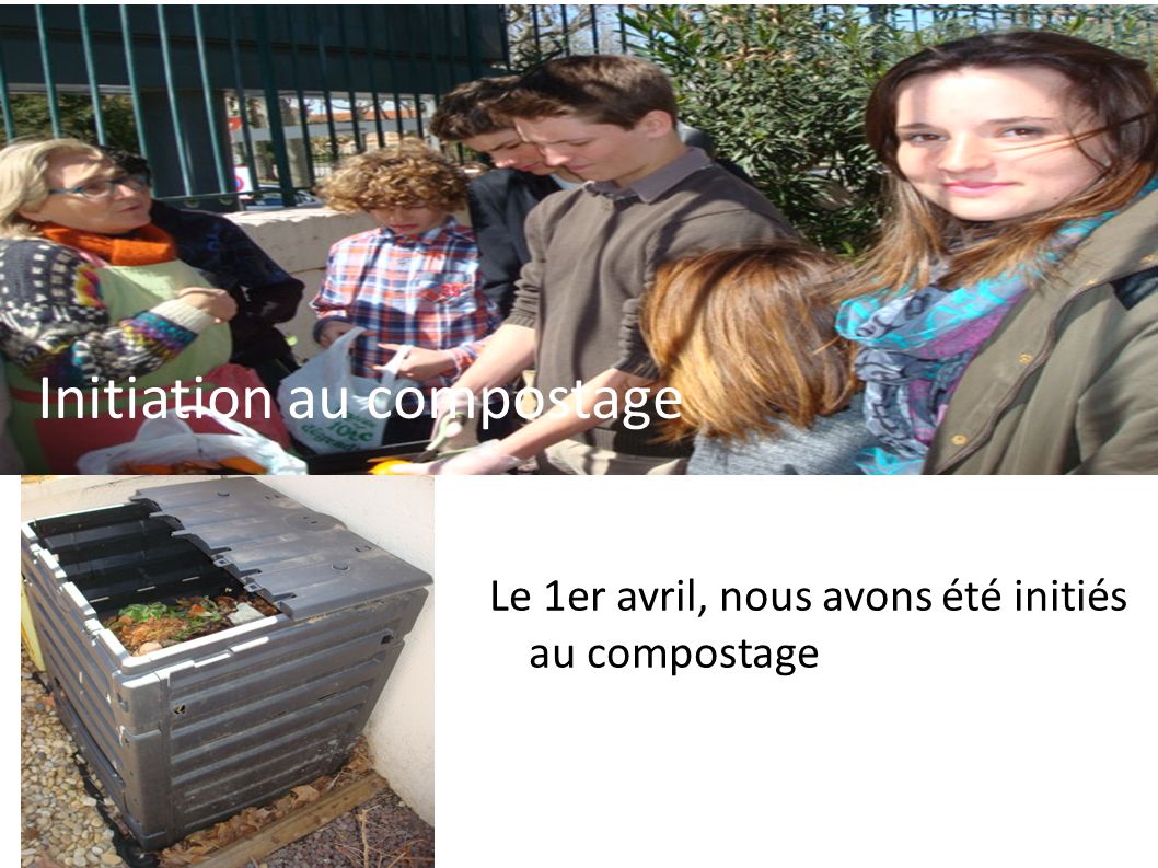 Le 1er avril, nous avons été initiés au compostage Initiation au compostage