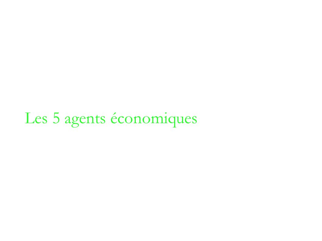 Les 5 agents économiques
