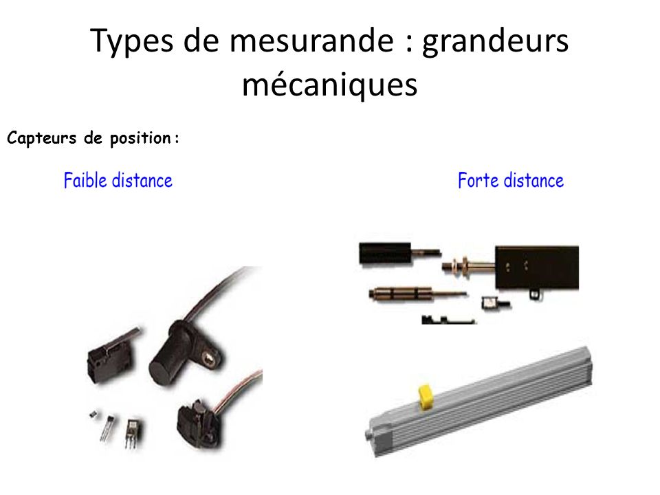 Types de mesurande : grandeurs mécaniques Capteurs de position :