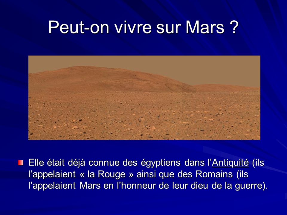 Peut-on vivre sur Mars .