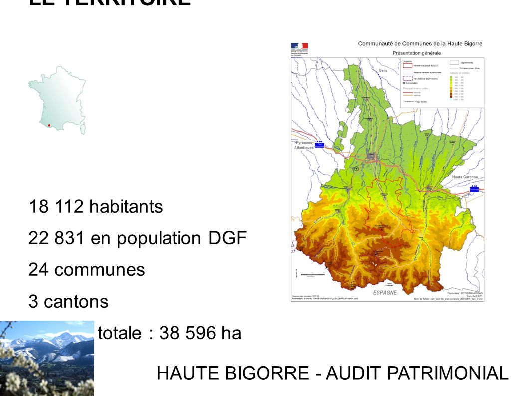 LE TERRITOIRE habitants en population DGF 24 communes 3 cantons Surface totale : ha