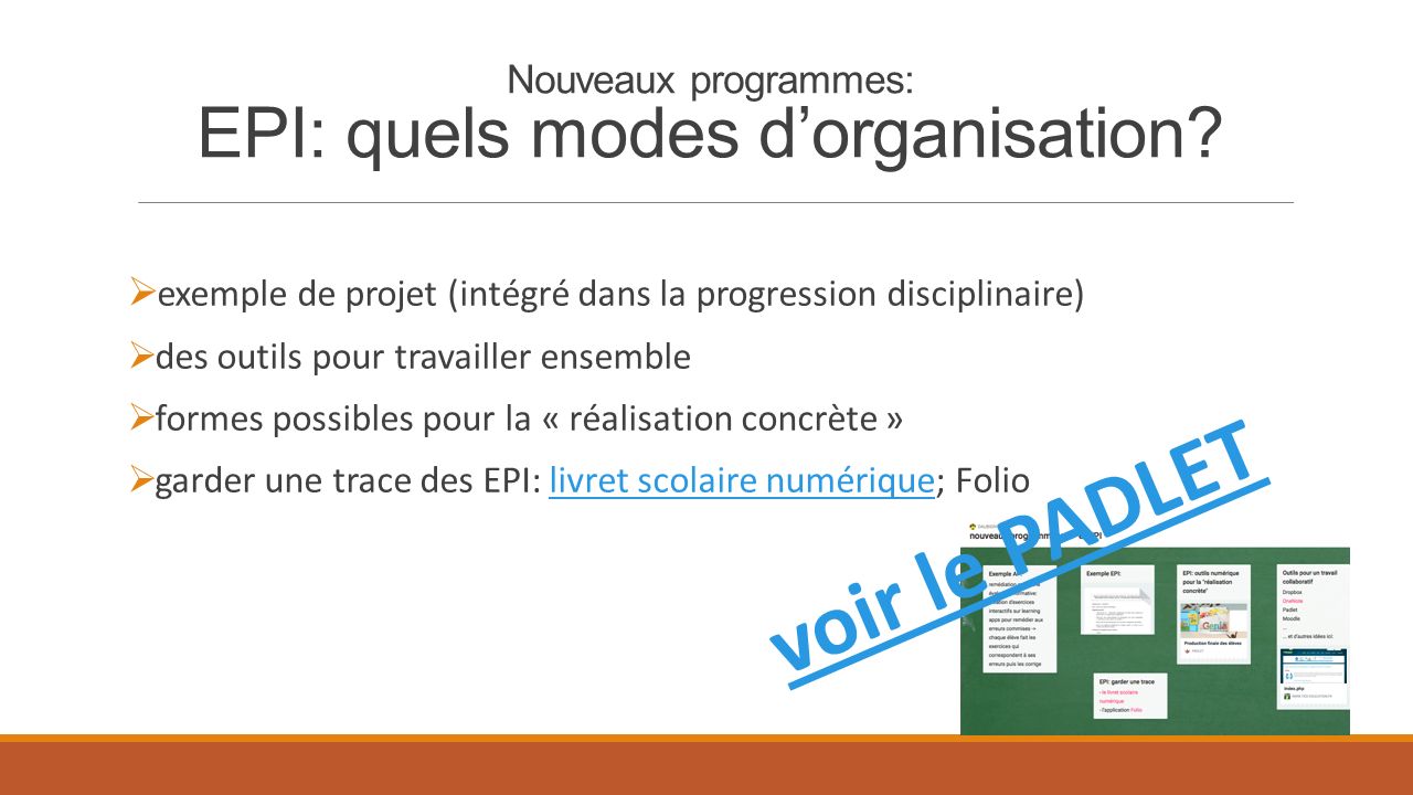 Nouveaux programmes: EPI: quels modes d’organisation.