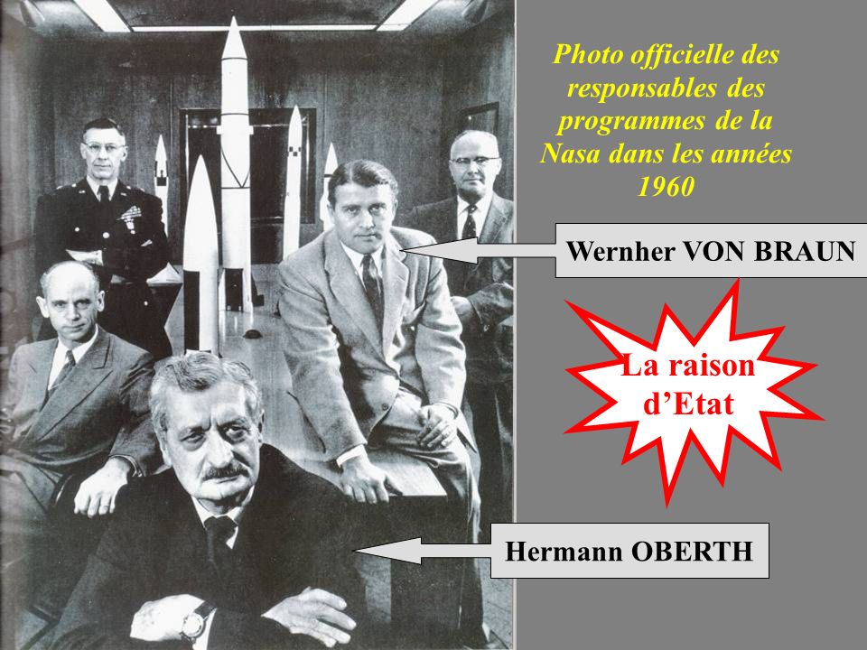 Hermann OBERTH Wernher VON BRAUN La raison d’Etat Photo officielle des responsables des programmes de la Nasa dans les années 1960