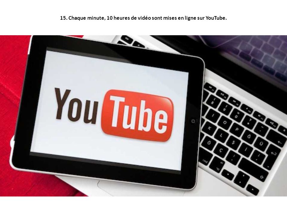 15. Chaque minute, 10 heures de vidéo sont mises en ligne sur YouTube.