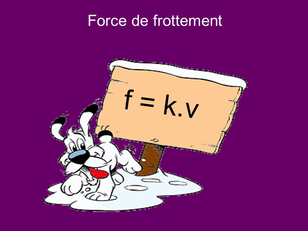 Force de frottement f = k.v