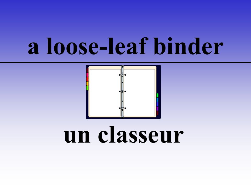 a loose-leaf binder un classeur