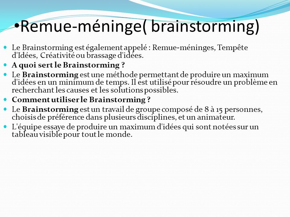 remue meninges definition