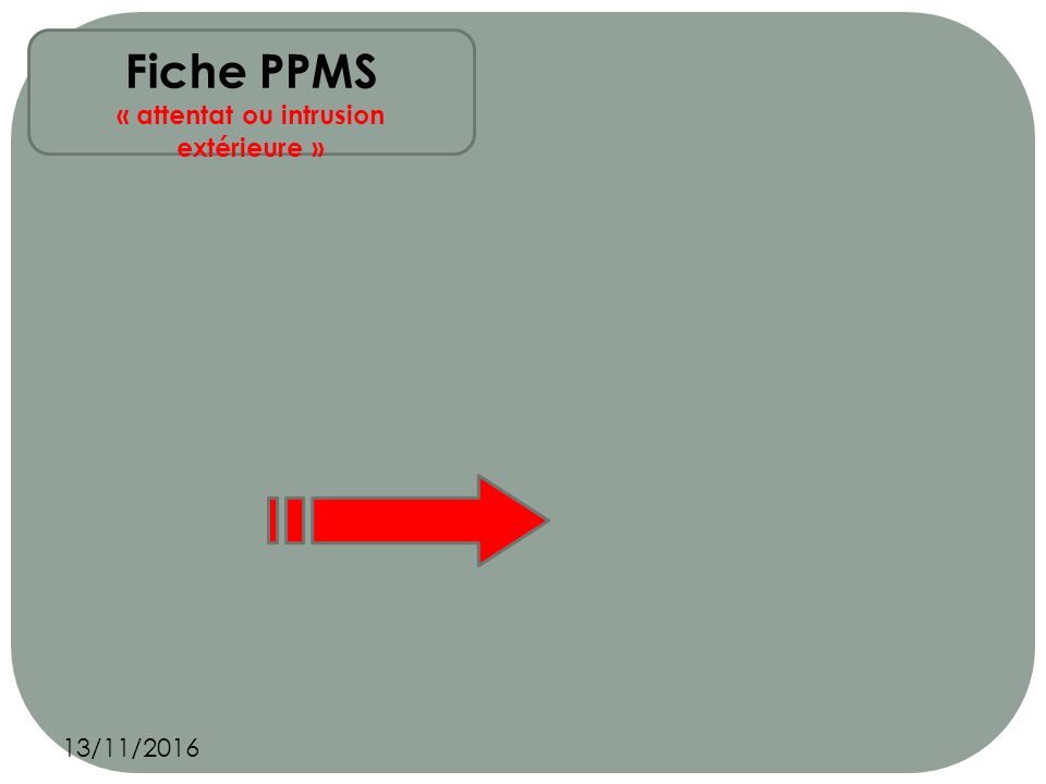 13/11/2016 Fiche PPMS « attentat ou intrusion extérieure »