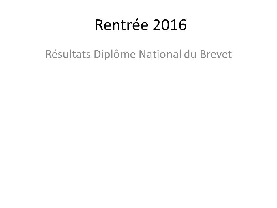 Rentrée 2016 Résultats Diplôme National du Brevet