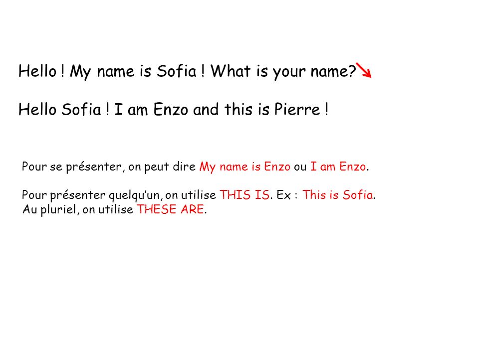 Hello . My name is Sofia . What is your name. Hello Sofia .