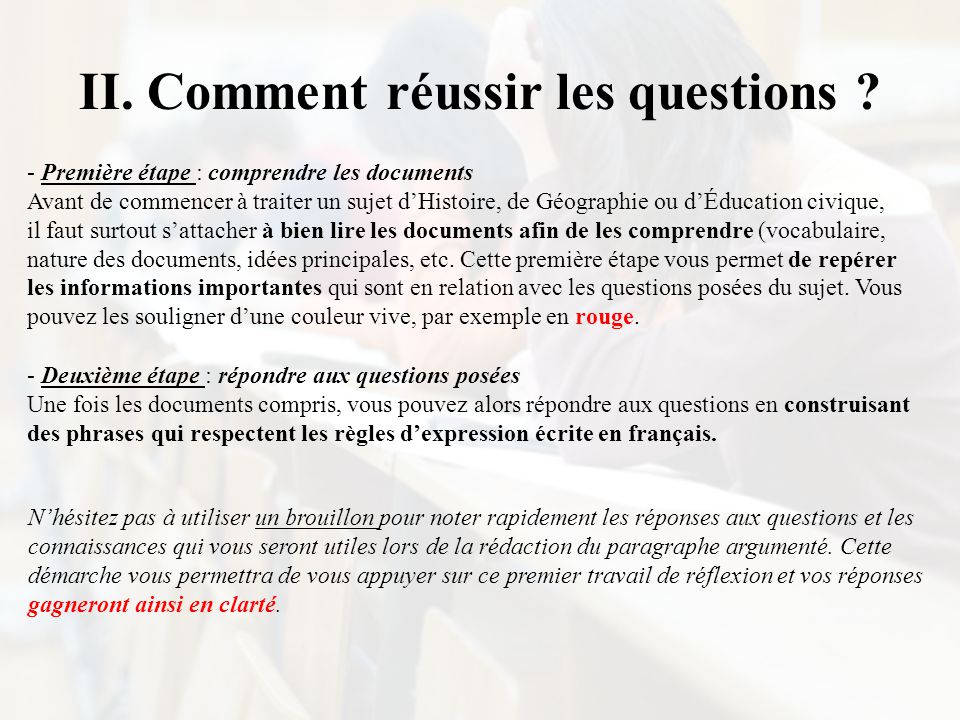 comment traiter un sujet d'histoire