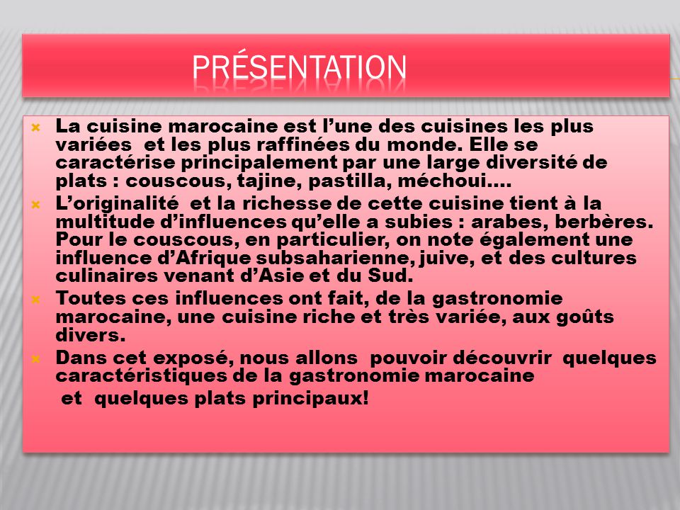 Recette cuisine marocaine  Web Libre