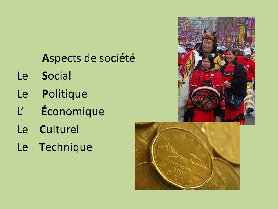 Aspects de société Le Social Le Politique L Économique Le Culturel Le Technique