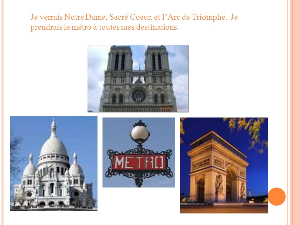 Je verrais Notre Dame, Sacré Coeur, et lArc de Triomphe.