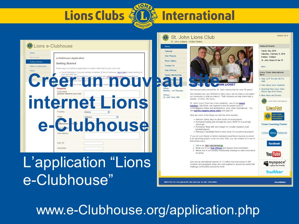 Créer un nouveau site internet Lions e-Clubhouse Lapplication Lions e-Clubhouse