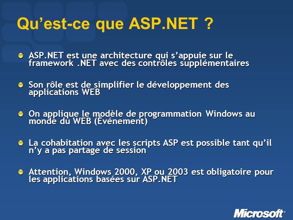 Quest-ce que ASP.NET .