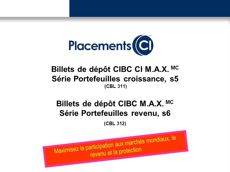 Billets de dépôt CIBC CI M.A.X.