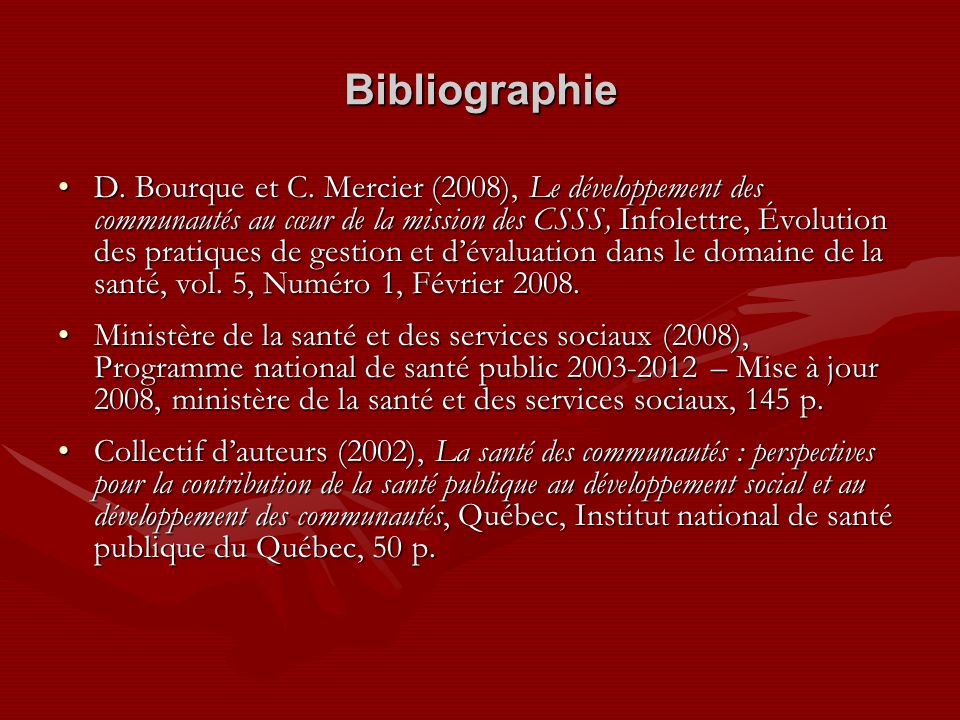 Bibliographie D. Bourque et C.