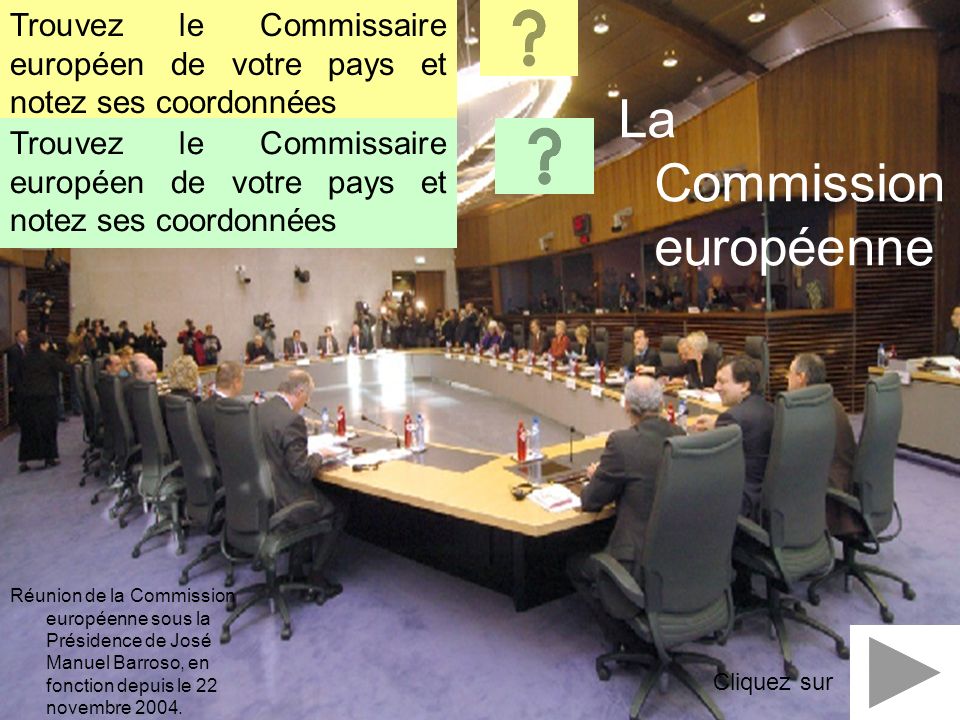 Réunion de la Commission européenne sous la Présidence de José Manuel Barroso, en fonction depuis le 22 novembre 2004.