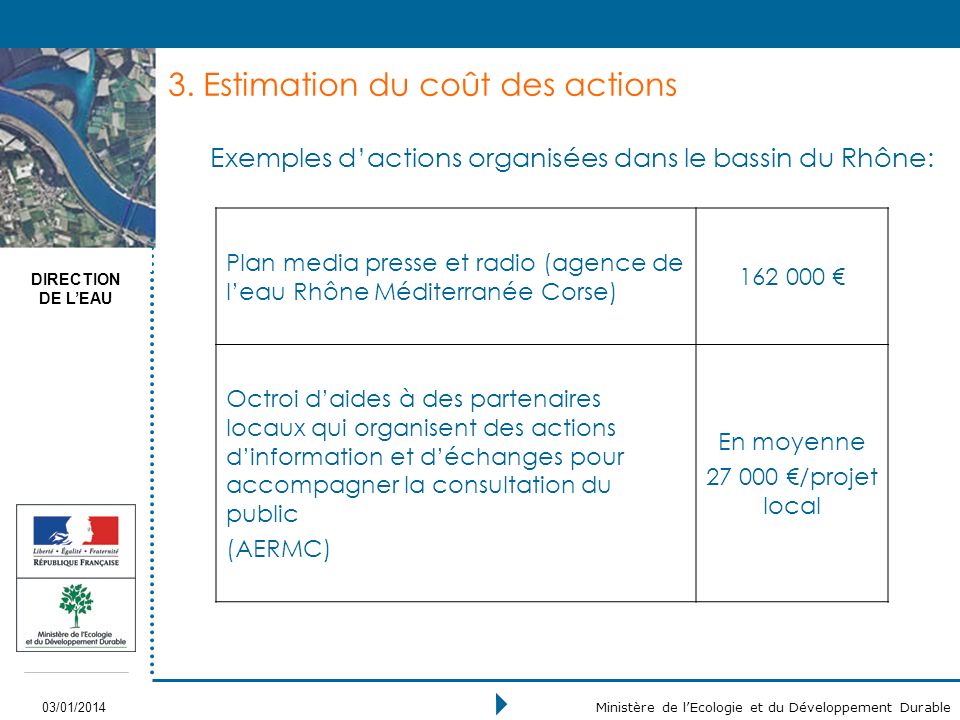 DIRECTION DE LEAU 03/01/2014 Ministère de lEcologie et du Développement Durable 3.
