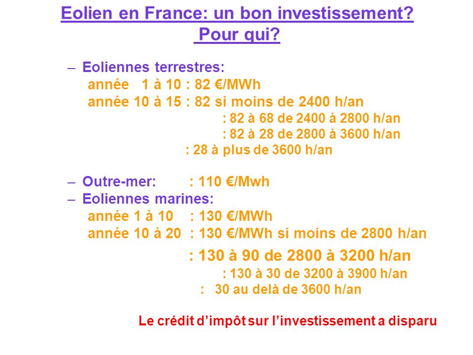 Eolien en France: un bon investissement. Pour qui.