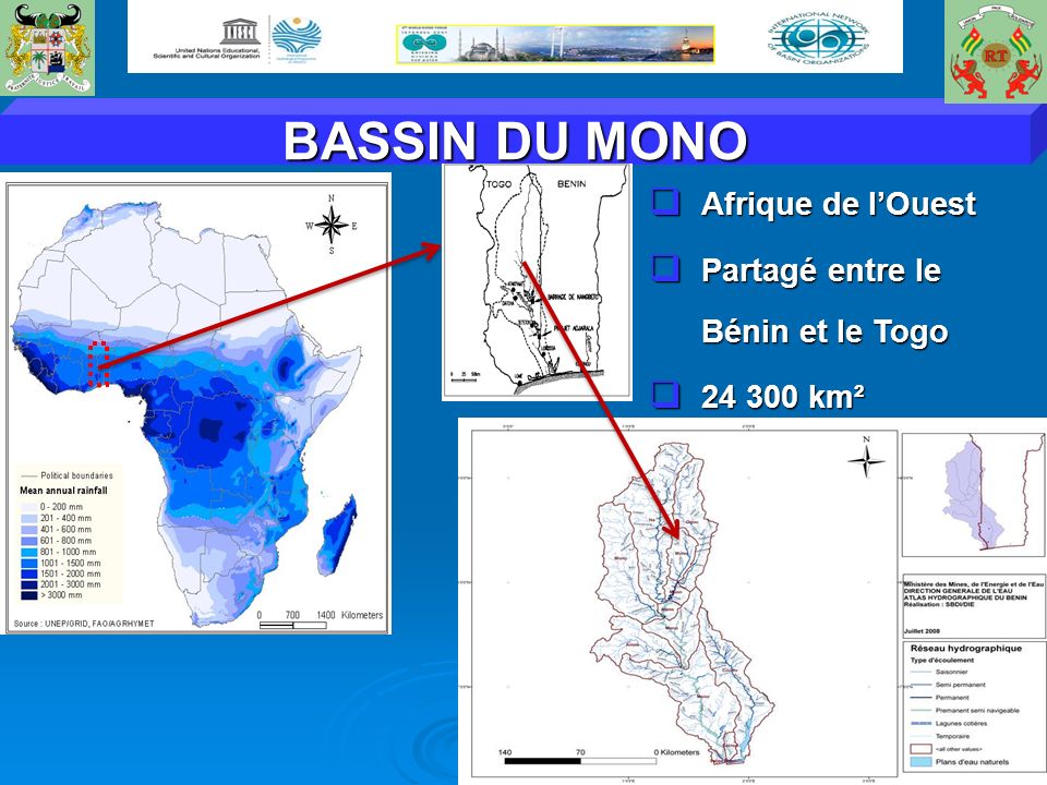BASSIN DU MONO Afrique de lOuest Afrique de lOuest Partagé entre le Bénin et le Togo Partagé entre le Bénin et le Togo km² km²
