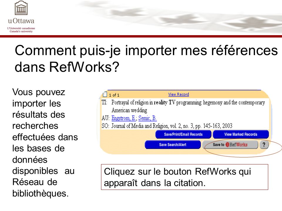 Comment puis-je importer mes références dans RefWorks.