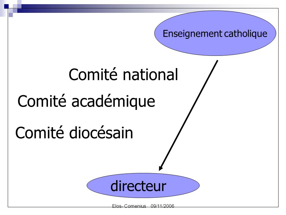 Elos- Comenius 09/11/2006 directeur Enseignement catholique Comité national Comité académique Comité diocésain