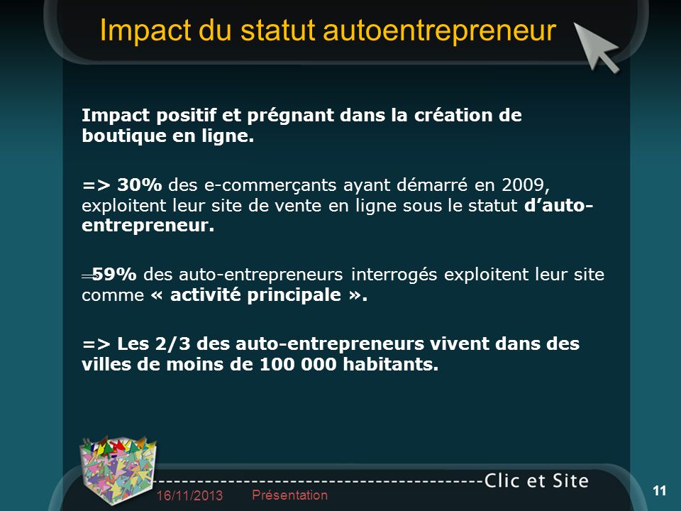 Impact du statut autoentrepreneur Impact positif et prégnant dans la création de boutique en ligne.