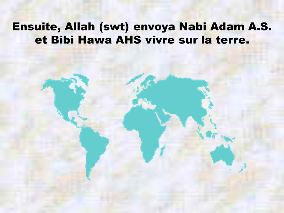 Ensuite, Allah (swt) envoya Nabi Adam A.S. et Bibi Hawa AHS vivre sur la terre.