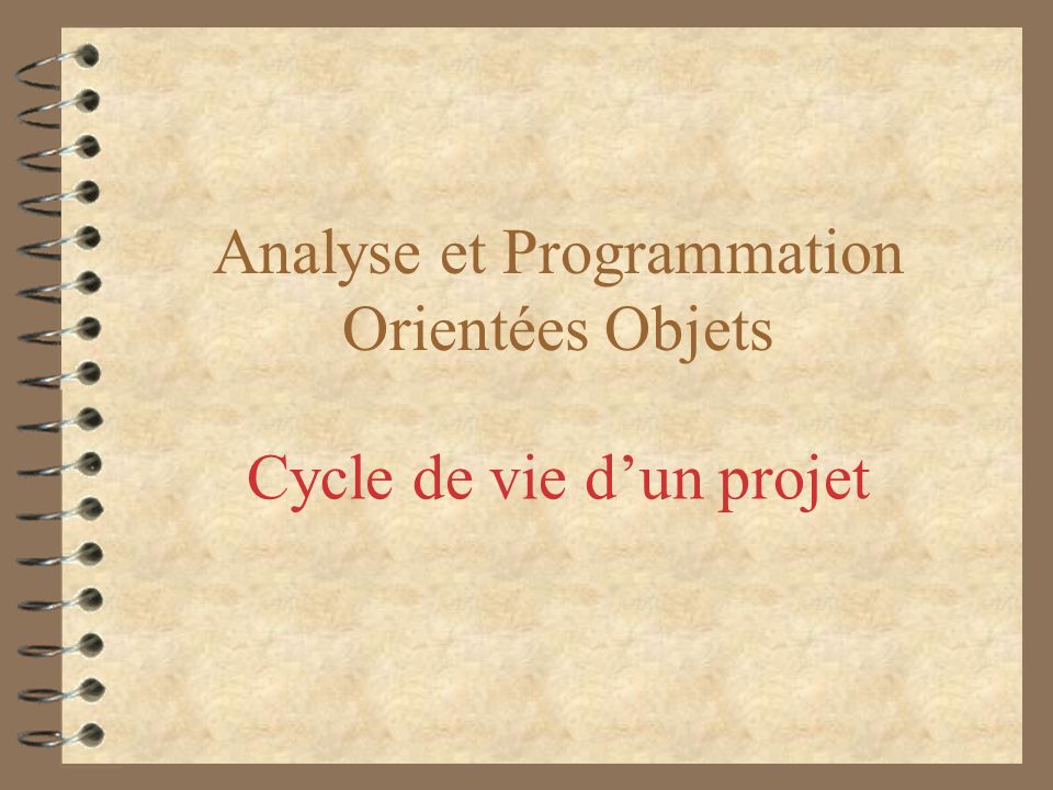 Analyse et Programmation Orientées Objets Cycle de vie dun projet