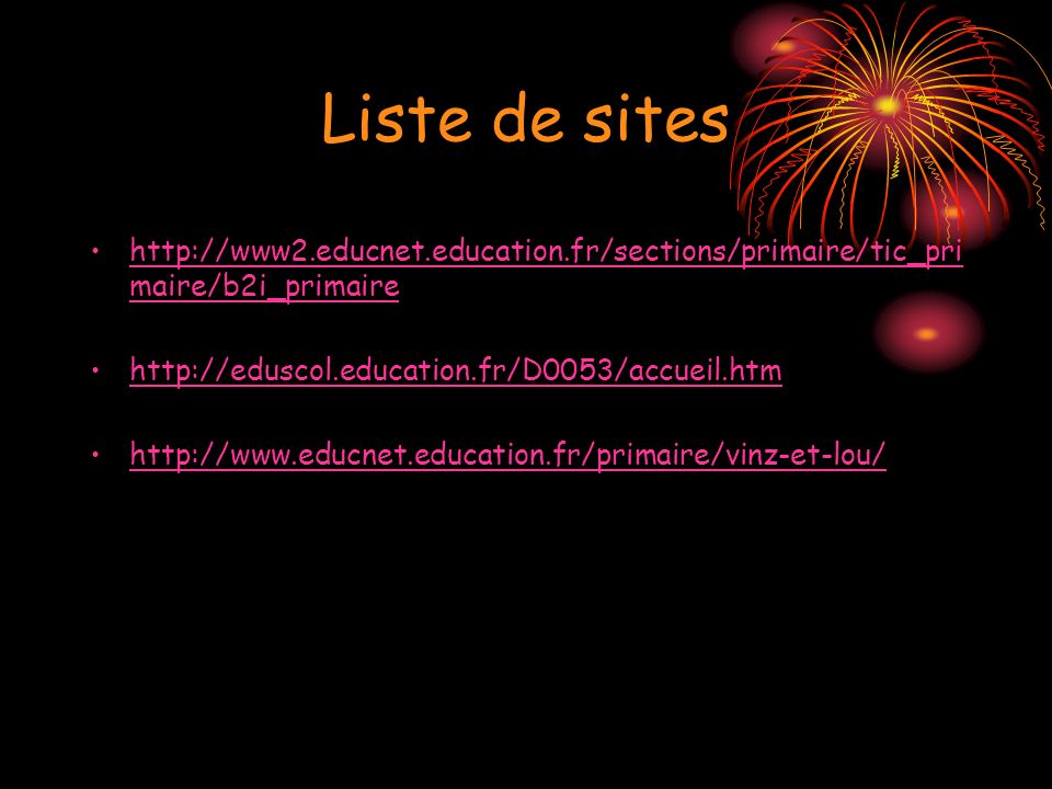 Liste de sites   maire/b2i_primairehttp://www2.educnet.education.fr/sections/primaire/tic_pri maire/b2i_primaire