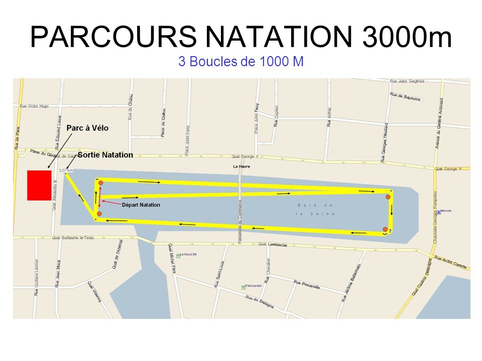 PARCOURS NATATION 3000m 3 Boucles de 1000 M