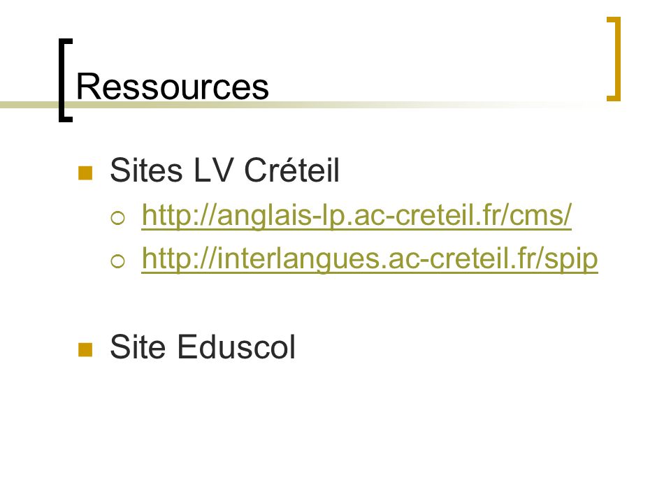 Ressources Sites LV Créteil     Site Eduscol
