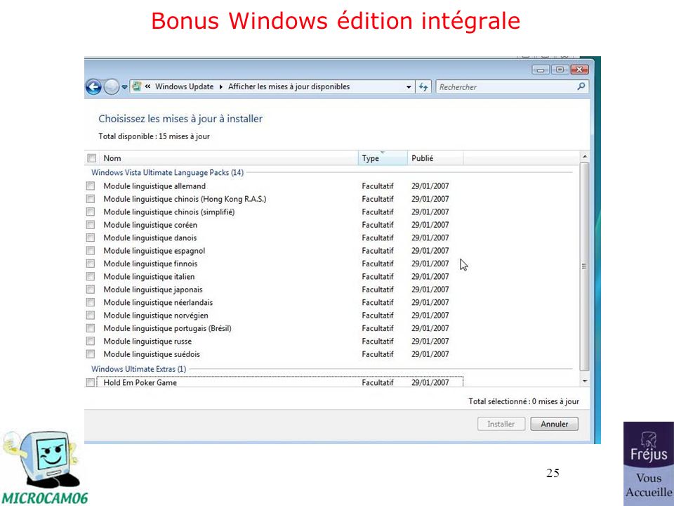 25 Bonus Windows édition intégrale